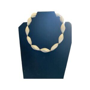 Vintage Trifari Gold-Tone & White Bead Necklace With Oval Shaped Beads